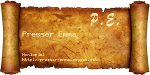 Presser Emma névjegykártya